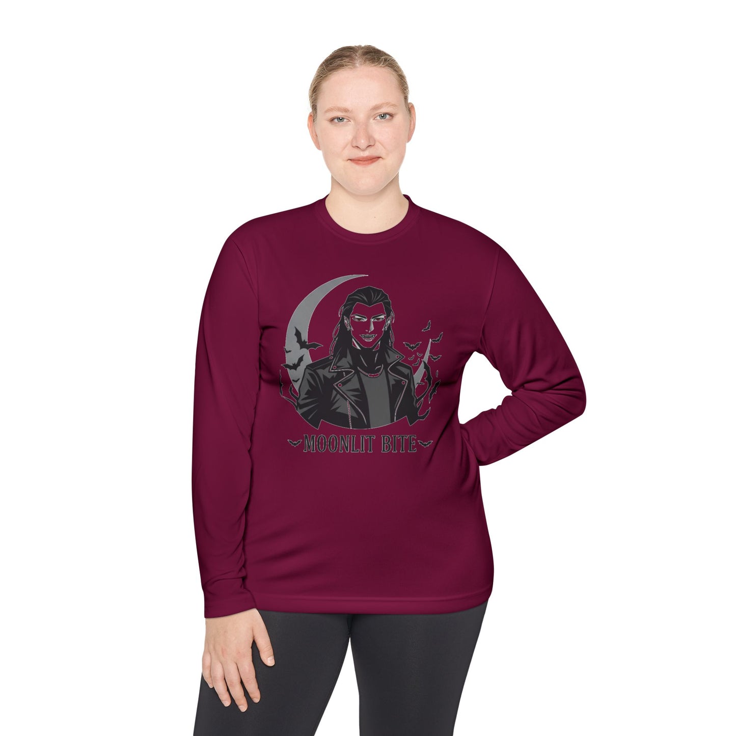 Moonlit Bite Gothic Long Sleeve Tee – Unisex Halloween Shirt, Casual Autumn Wear