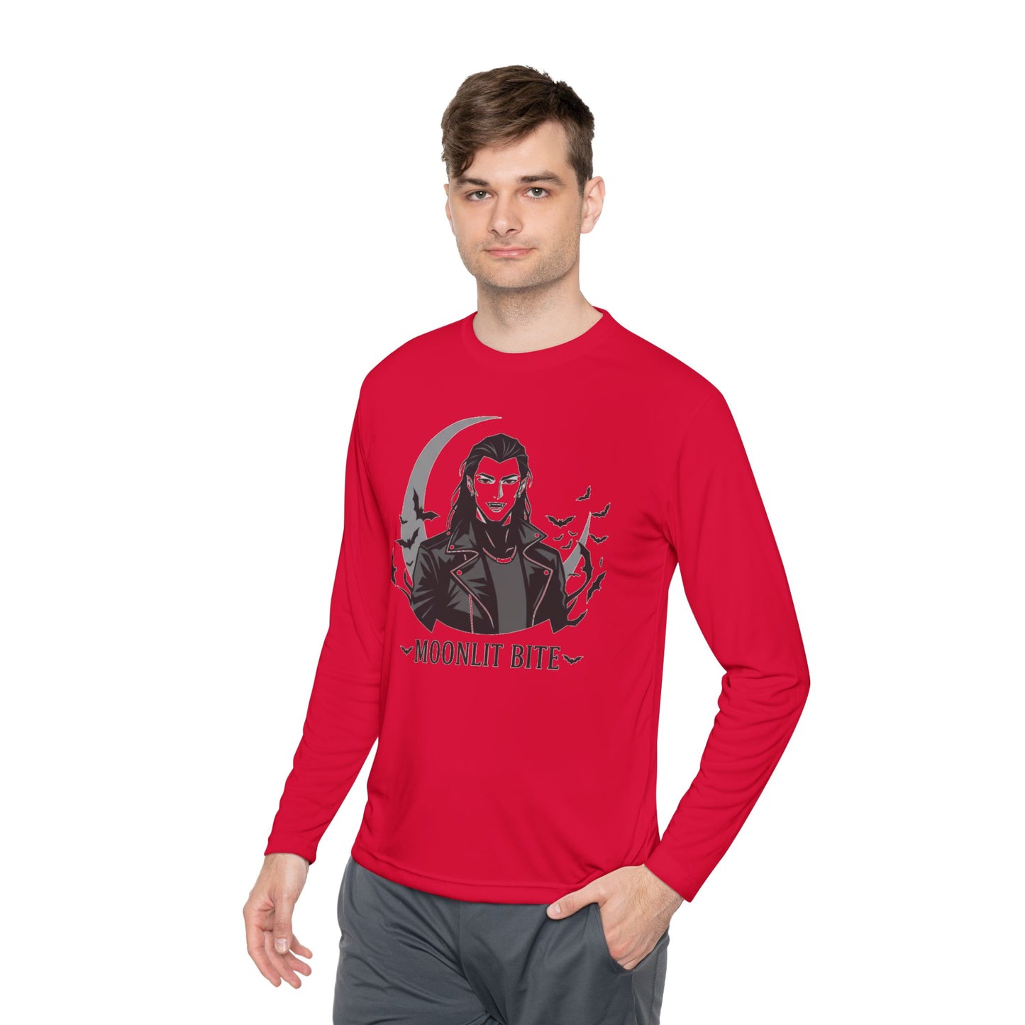 Moonlit Bite Gothic Long Sleeve Tee – Unisex Halloween Shirt, Casual Autumn Wear