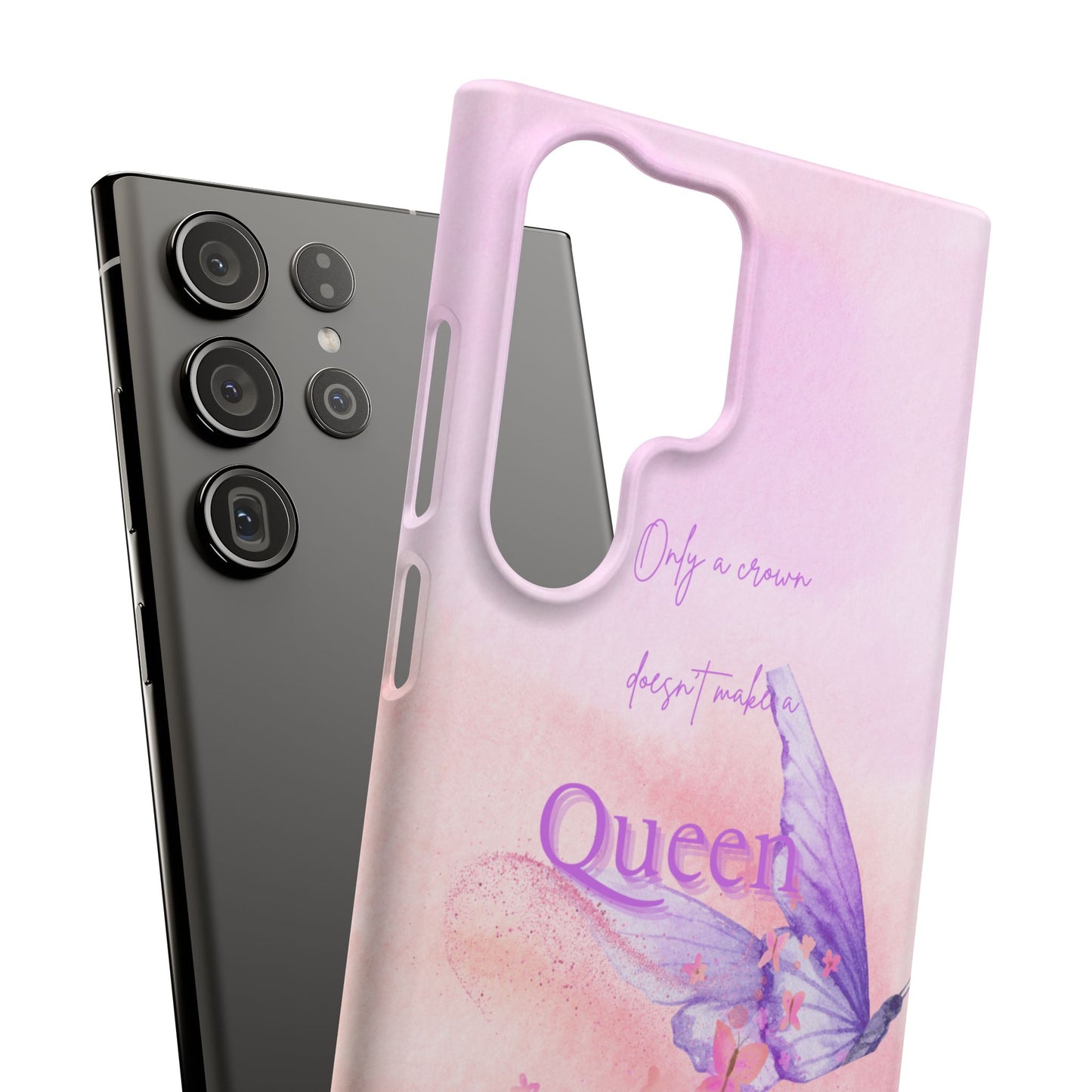 Butterfly Queen Phone Case, Floral Snap Case for Women, Dreamy Aesthetic