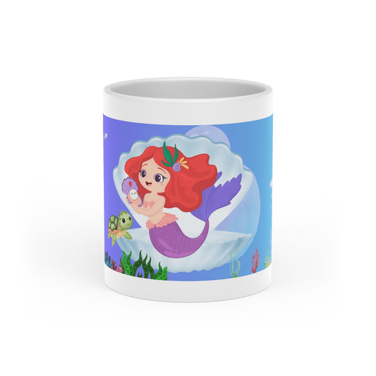 Mermaid Heart-Shaped Mug, Cute Mermaid Mug, Gifts for Her, Magical Coffee Cup, Ocean Lover Mug, Nautical Decor