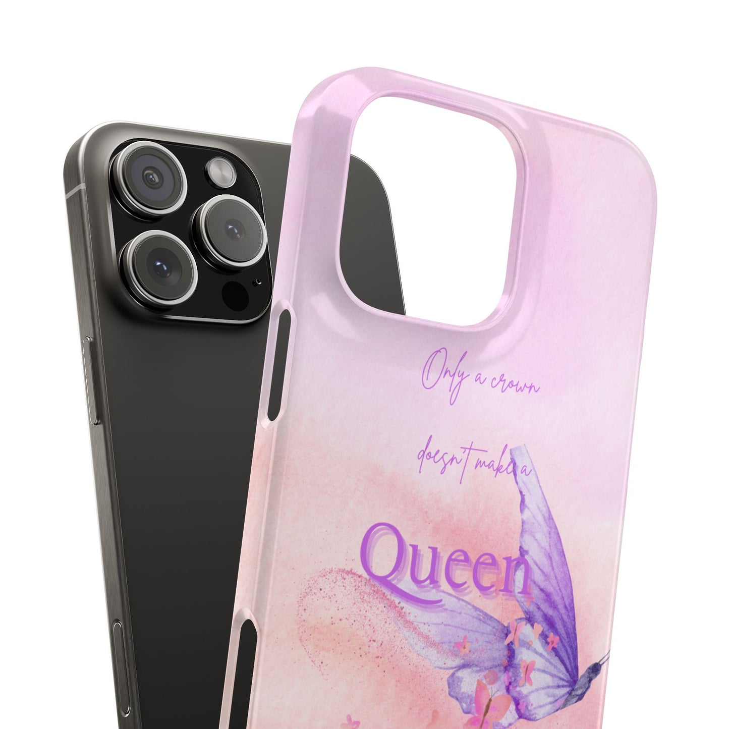 Butterfly Queen Phone Case, Floral Snap Case for Women, Dreamy Aesthetic