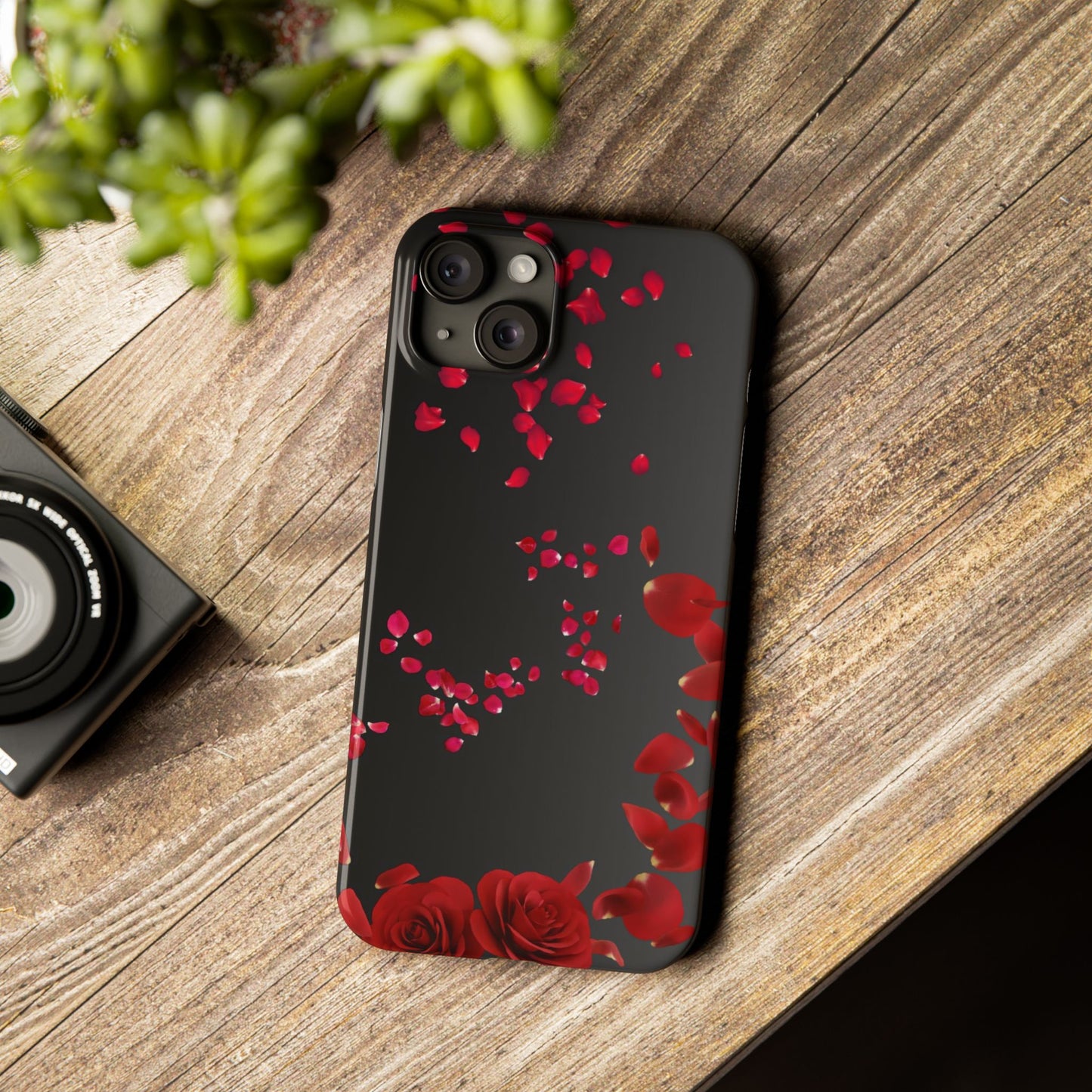 Romantic Rose Slim Phone Case - Floral Design, Love Gift, Phone Accessory, Customizable Cover, Valentine’s Day Present