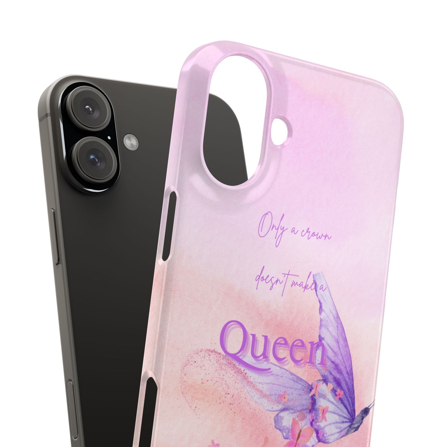 Butterfly Queen Phone Case, Floral Snap Case for Women, Dreamy Aesthetic