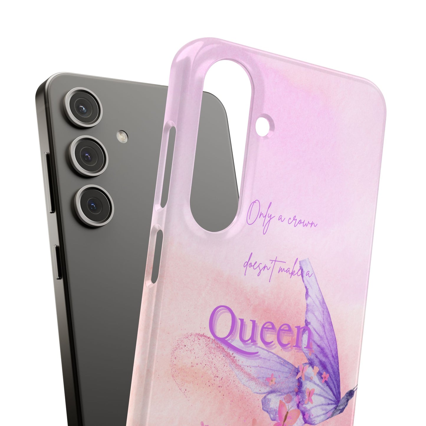 Butterfly Queen Phone Case, Floral Snap Case for Women, Dreamy Aesthetic