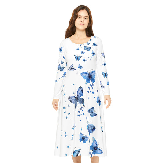 Women’s Spring Butterfly Dress – Long Sleeve Floral Party Wear