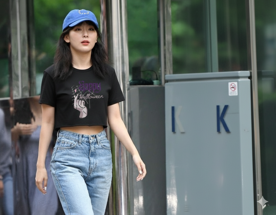 Trendy Halloween Cropped T-Shirt | Stylish Cotton Crop Top for Women – Aethink