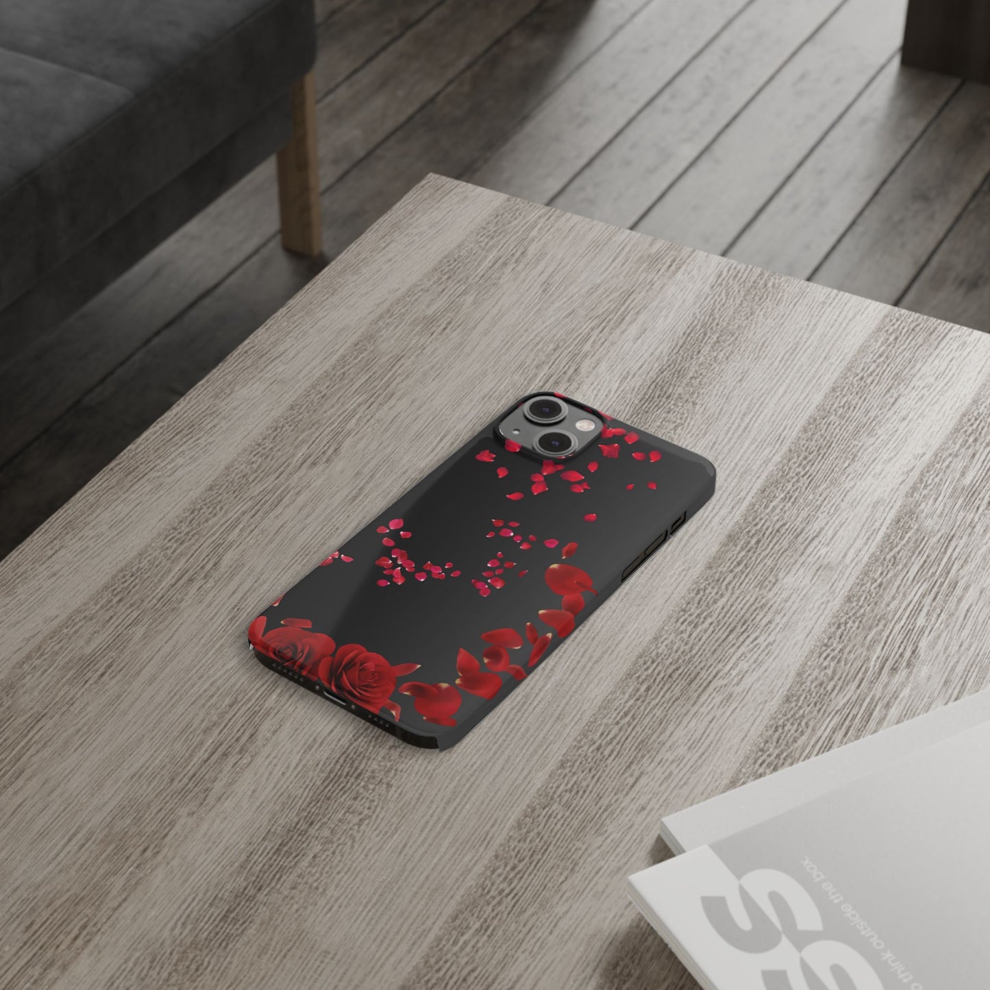 Romantic Rose Slim Phone Case - Floral Design, Love Gift, Phone Accessory, Customizable Cover, Valentine’s Day Present