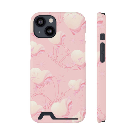 Butterfly Card Holder Phone Case – Stylish Pink Protective Cover
