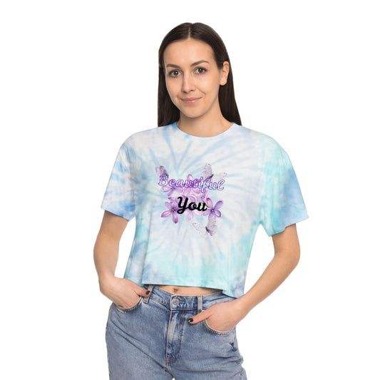 Women's Tie-Dye Crop Tee - Beautiful You, Summer Fashion, Trendy Top, Relaxed Vibe, Gift for Her, Festival Wear