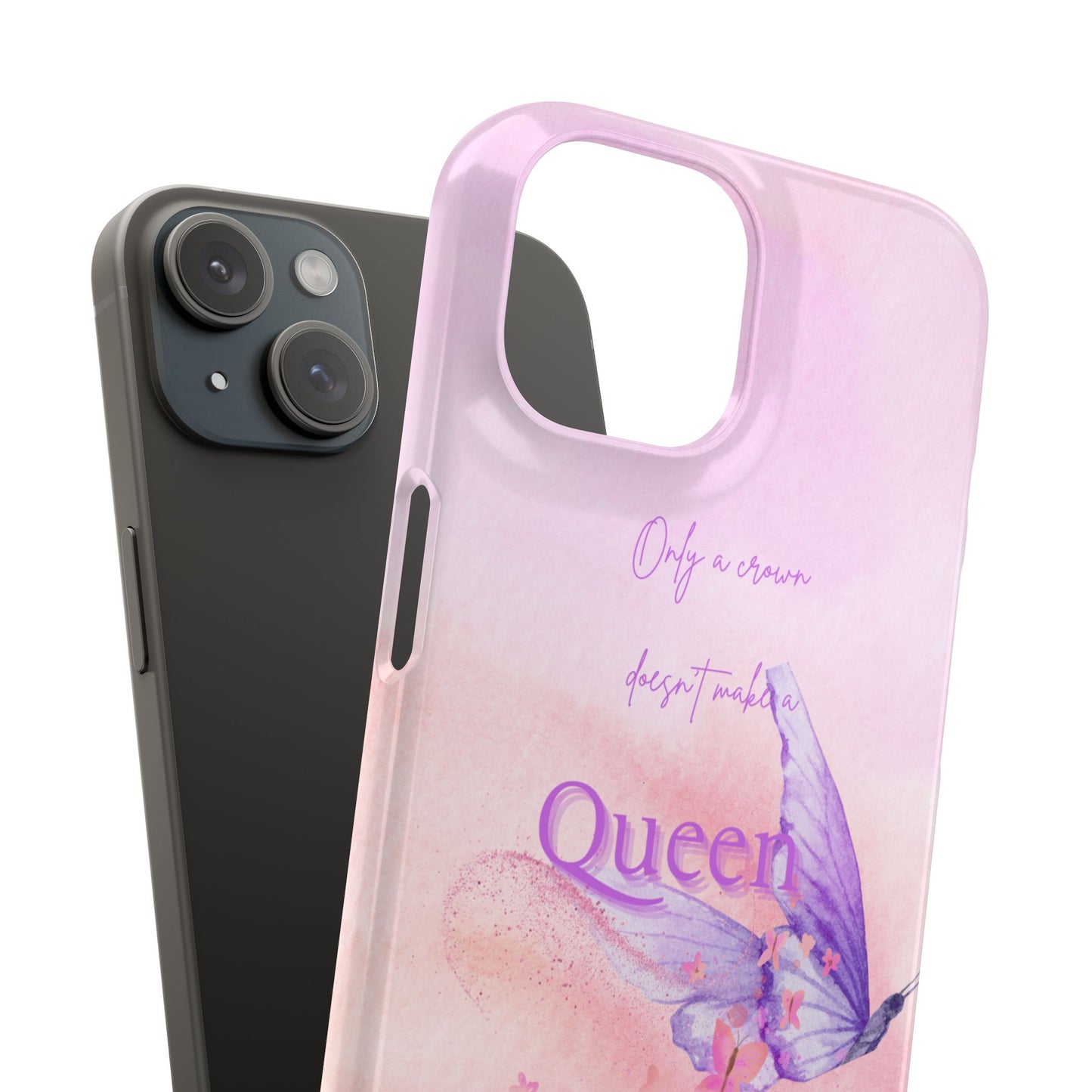 Butterfly Queen Phone Case, Floral Snap Case for Women, Dreamy Aesthetic