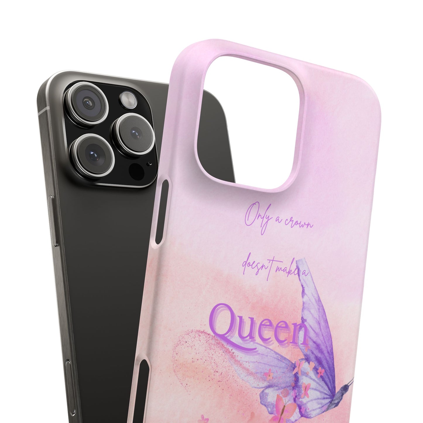 Butterfly Queen Phone Case, Floral Snap Case for Women, Dreamy Aesthetic
