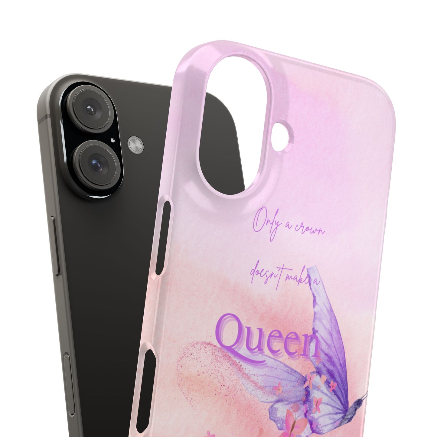 Butterfly Queen Phone Case, Floral Snap Case for Women, Dreamy Aesthetic