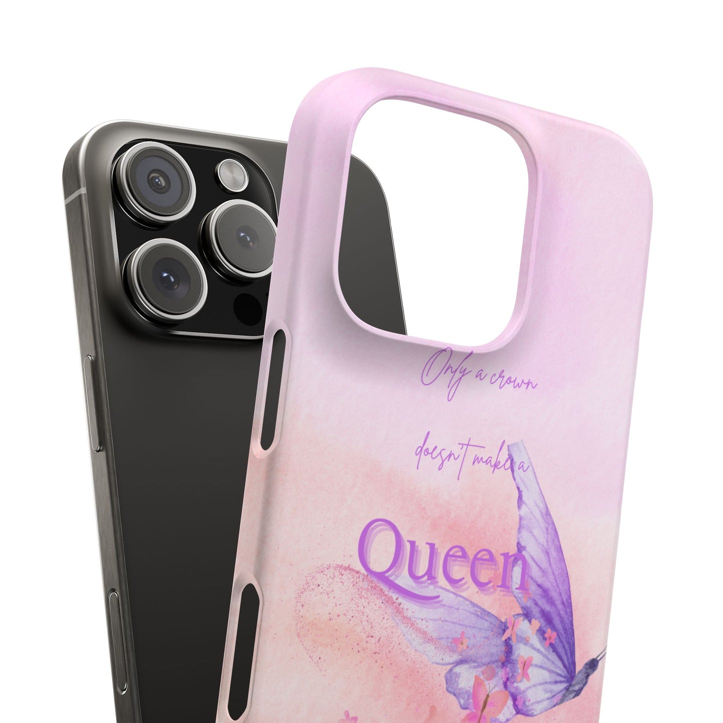 Butterfly Queen Phone Case, Floral Snap Case for Women, Dreamy Aesthetic